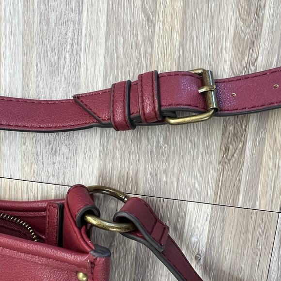 Frye and Co Handbag Crossbody Purse Maroon Vegan Leather - JL374 - Picture 9 of 9